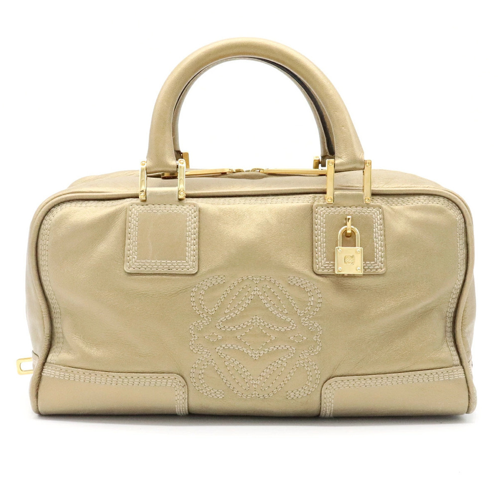 Loewe Amazona Leather Handbag Boston Bronze Brown